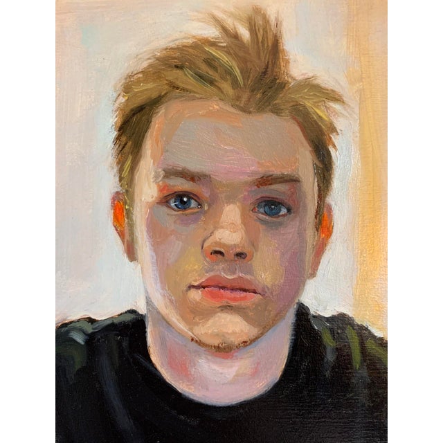 Figurative Early Morning Metallica by Ellen Starr Lyon | Oil Painting of a boy wearing a Metallica t-shirt For Sale - Image 3 of 4