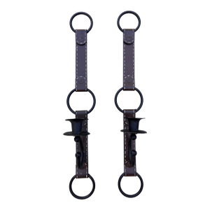1990s Equestrian Faux Leather Metal Candle Sconces in Style of Jacques Adnet, a Pair