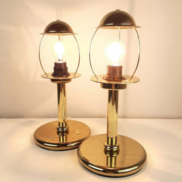 Gold Metal Table Lamps from Sijaj Hrastnik, Set of 2 For Sale - Image 4 of 11