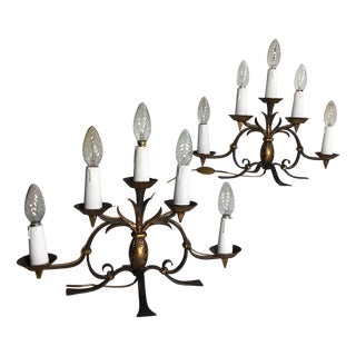 Vintage French Candleholders by Gilbert Poillerat, 1920s, Set of 2 For Sale