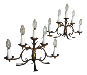 Vintage French Candleholders by Gilbert Poillerat, 1920s, Set of 2