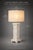 Wood 1970s Coastal Breeze Limewashed Column Table Lamps — 16” Linen Drum Shades, Brass Finials - a Pair For Sale - Image 7 of 8