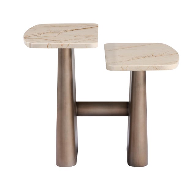 Bring a touch of modern sophistication to your space with the Kaia Marble Top Brass Side Accent Table. Designed to stand...