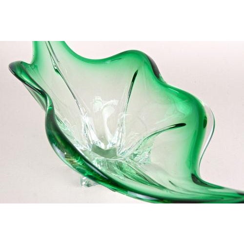 Gold Mid-Century Modern Murano Glass Bowl in Green & Clear Tones, Italy, 1960s For Sale - Image 8 of 17