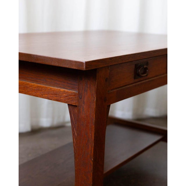 Stickley Gustav Stickley Mission Oak Arts & Crafts Writing Desk or Library Table, Circa 1900 For Sale - Image 4 of 18