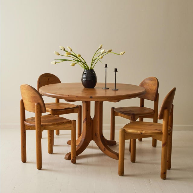 Wood Attributed to Rainer Daumiller Scandinavian Round Pine Dining Table, 1960's. For Sale - Image 7 of 7