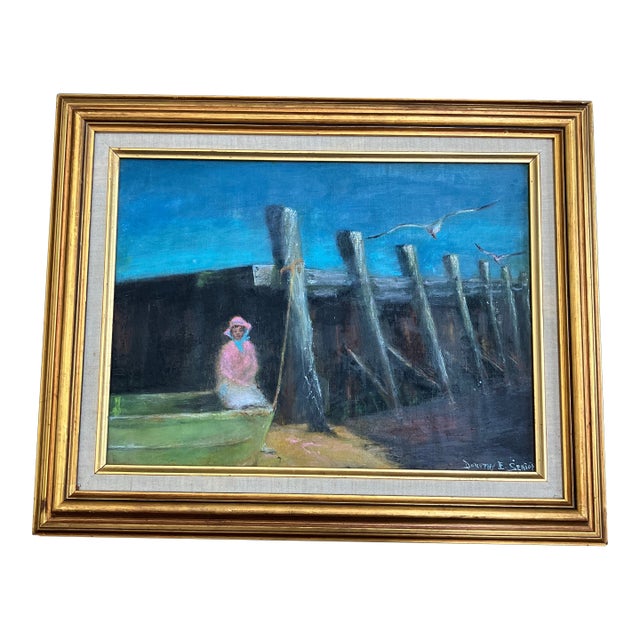 1970’s Original Post Impressionist Shoreline Pier Painting For Sale
