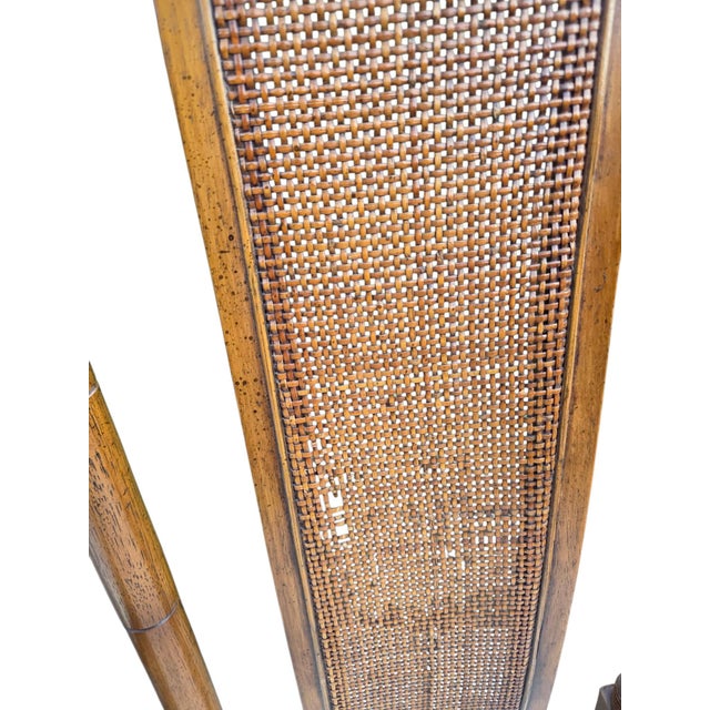 Thomasville Vintage Faux Bamboo Cane High Back Dining Chairs Regency Pair For Sale - Image 16 of 17