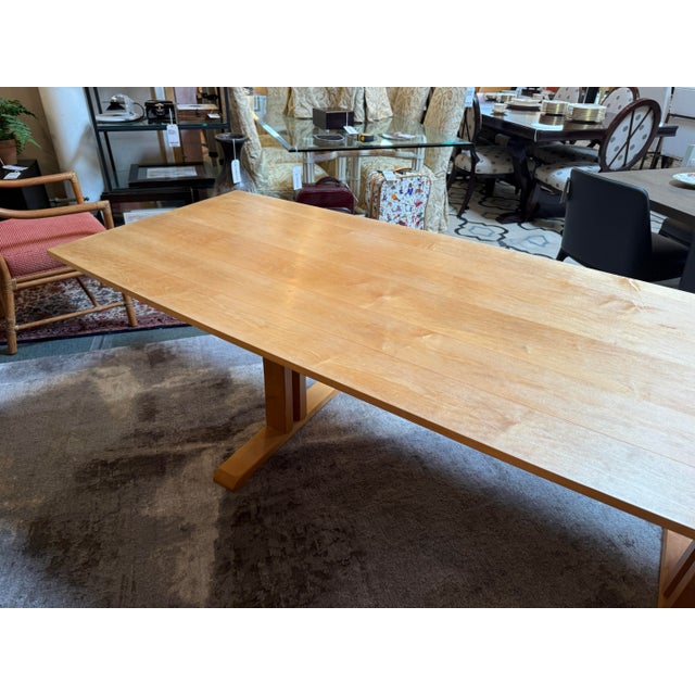 Late 20th Century Boat Shaped Trestle Dining Room Table For Sale - Image 5 of 12