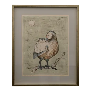 Mid Century Owl Watercolor Painting