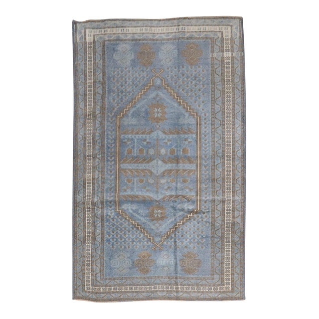 Vintage Blue Turkish Tribal Anatolian Rug - 3' x 5'8" For Sale