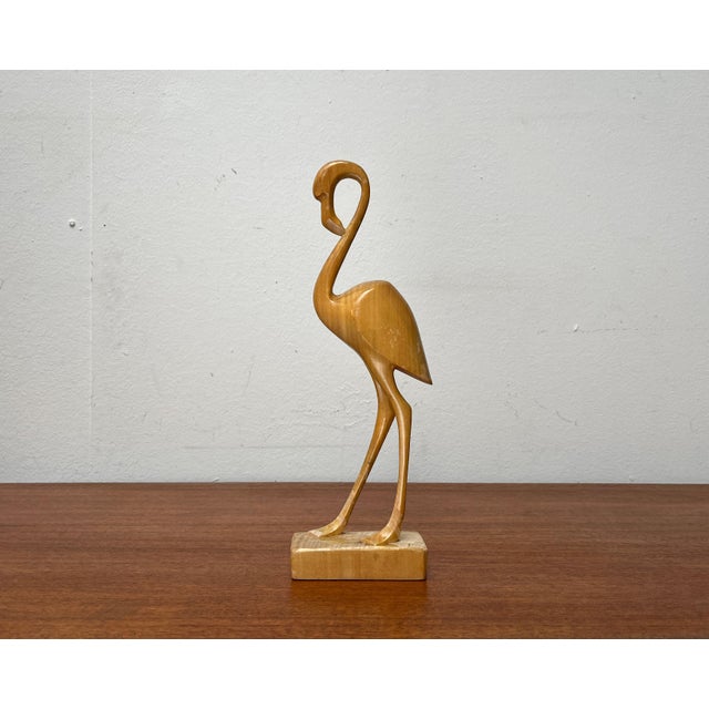 Wood Mid-Century Wooden Flamingo Figurine, 1960s For Sale - Image 7 of 17