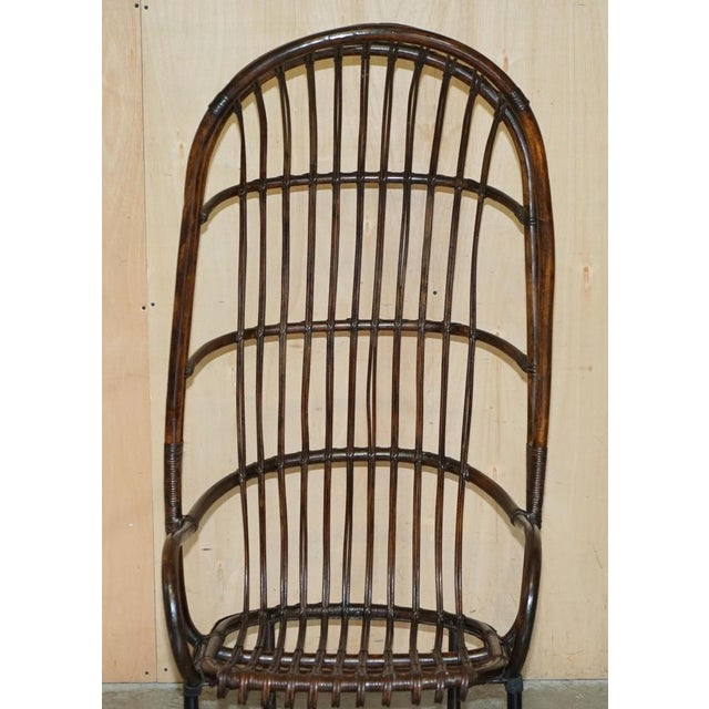 French Bamboo Steel Base Porters Wingback Armchair For Sale - Image 3 of 18