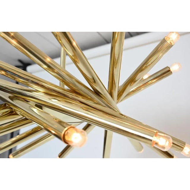Gold 24 Light Brass Chandelier from Stilnovo, 1960s For Sale - Image 8 of 10