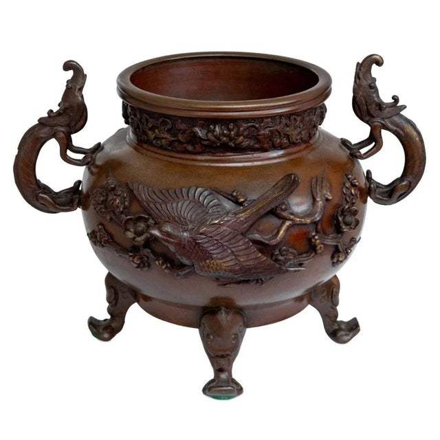 Japanese Japanese Bronze Two Handle Koro For Sale - Image 3 of 3