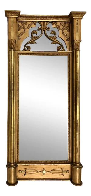 19th C. Swedish Gilded Gothic Wall Mirror