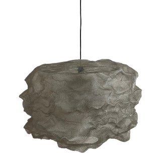 21st Century Handcrafted Knitted Lamp Cloud in Silver Color, D80cm For Sale