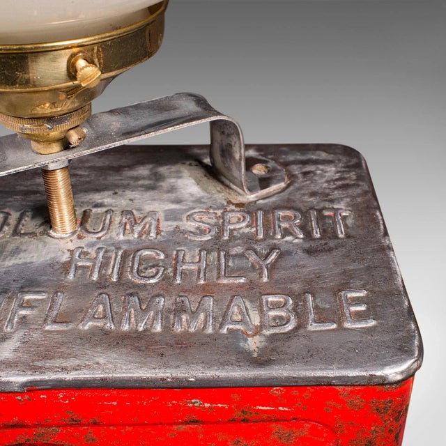 1950s Mid Century Vintage Converted Petrol Can Lamp, Automobilia, Decorative, Accent Light For Sale - Image 9 of 11