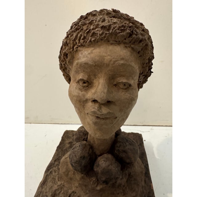 Vintage Woman Bust on Wood Mount For Sale - Image 4 of 11