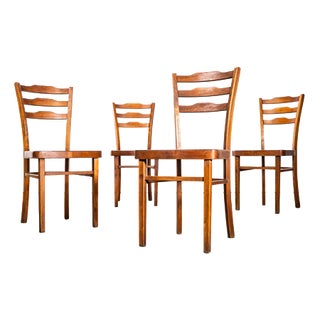 Oak Step Back Dining Chairs, 1950s, Set of 4 For Sale