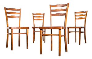 Oak Step Back Dining Chairs, 1950s, Set of 4
