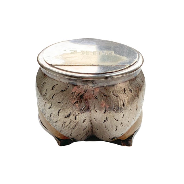 Silver Antique Equestrian Horse Hoof Inkwell, Silver Mounted, “Duke” For Sale - Image 8 of 9