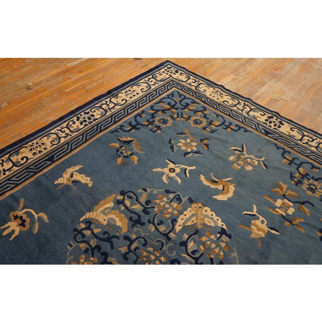 Majestic Blue and Ivory Color With Animalistic and Florid Design Antique Chinese Peking Rug For Sale - Image 12 of 12