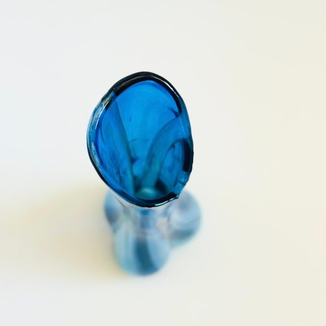 MCM Striped Blue Swung Glass Vase For Sale - Image 9 of 10