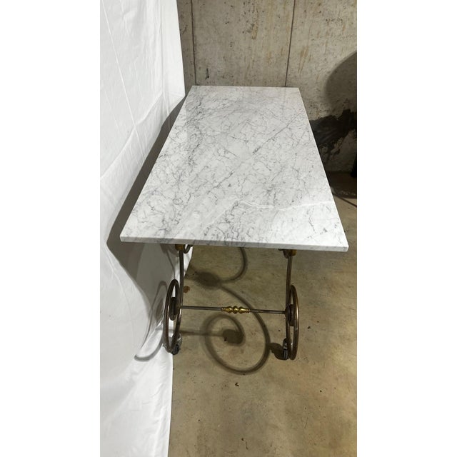 Mid-Century Reproduction French Patisserie Marble Top Table For Sale - Image 4 of 9