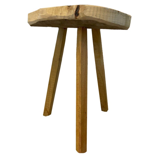 Rustic Spruce Wood Stool For Sale