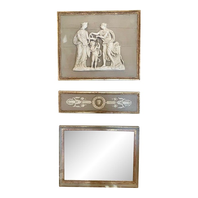 19th C. French Neoclassical Trumeau Mirror For Sale