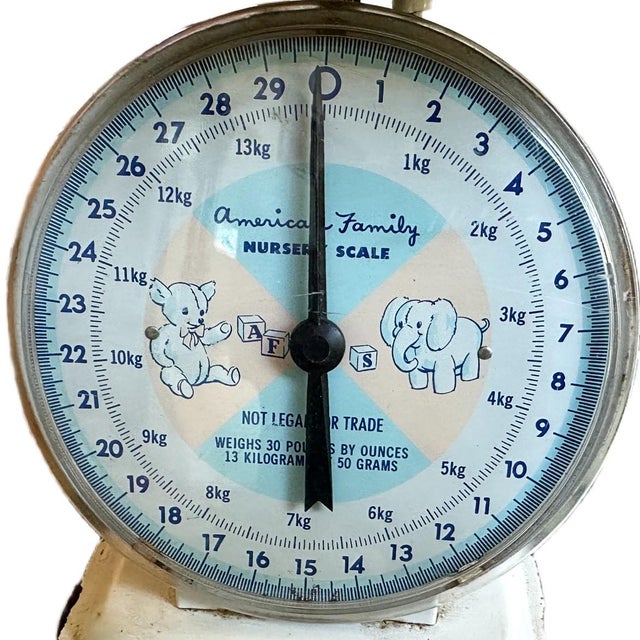 Vintage Mid Century 1950s All Metal Baby Infant Nursery Scale This is a vintage baby scale for a nursery that was made by...