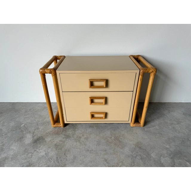 Vintage Taupe Laminate and Rattan Nightstand For Sale - Image 12 of 12