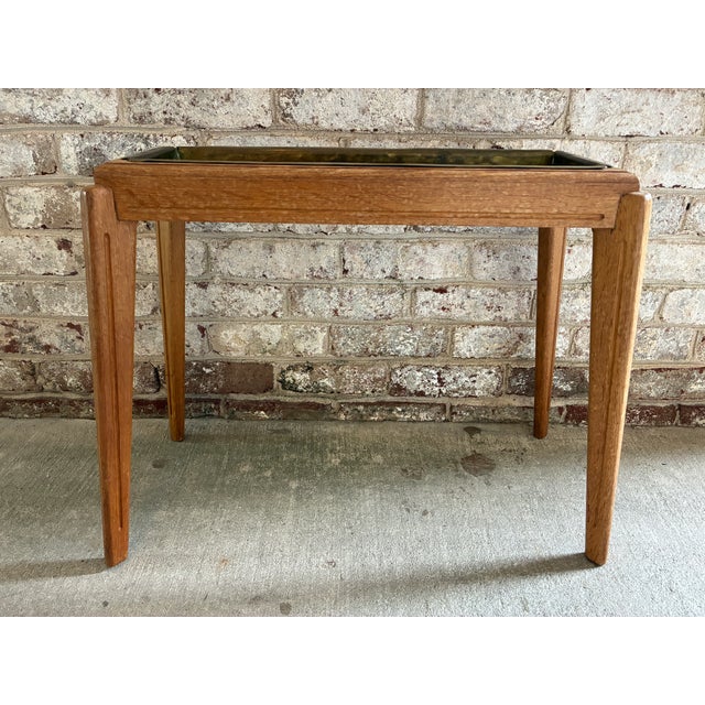 Wood Vintage Brass & Wood Rectangular Side Table For Sale - Image 7 of 12
