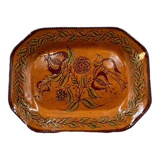 Ned Foltz 2002 Signed Redware 8-Sided Large Serving Platter For Sale