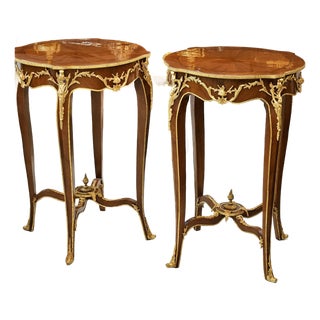 French Style Wood Side Table Set For Sale
