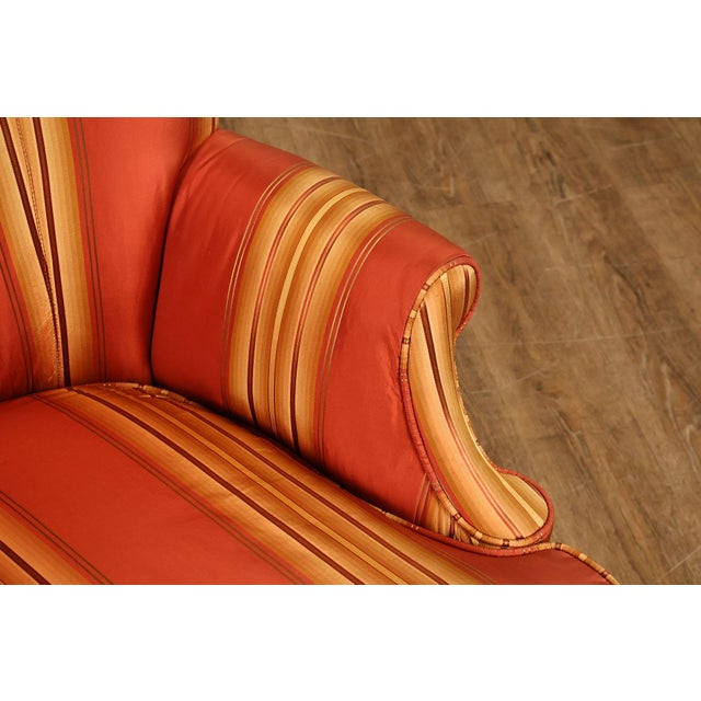 Custom Quality Pair Of Mahogany Fanback Wing Chairs For Sale - Image 9 of 18