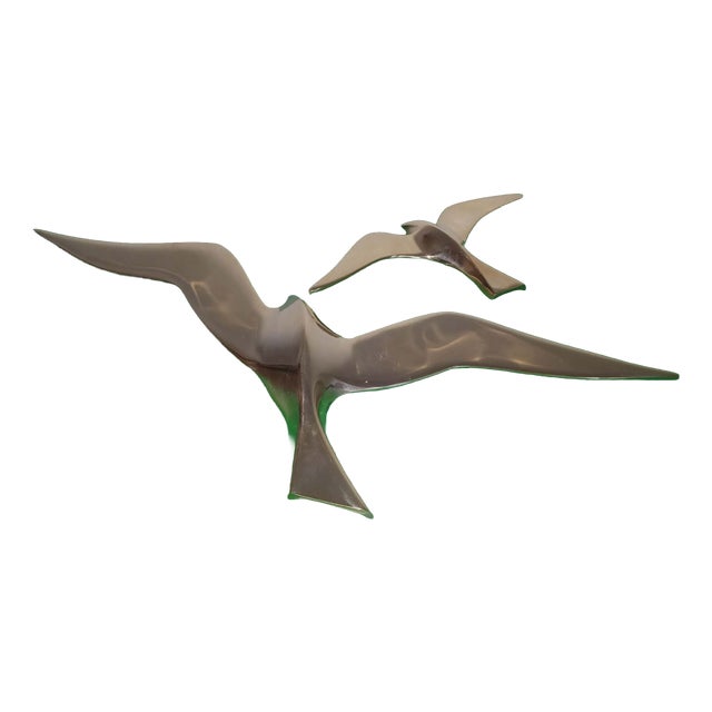 Vintage Brass Bird Wall Decorations, Set of 2 For Sale