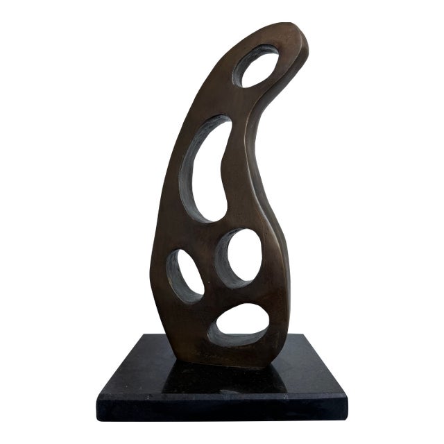 Abstract Patinated Bronze Sculpture on Granite Base by Del Guerra, Brazil 1980s For Sale