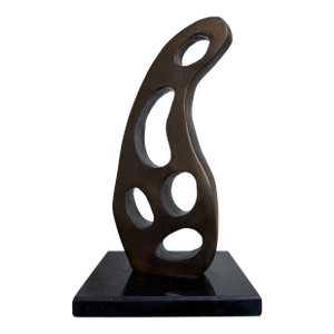 Abstract Patinated Bronze Sculpture on Granite Base by Del Guerra, Brazil 1980s