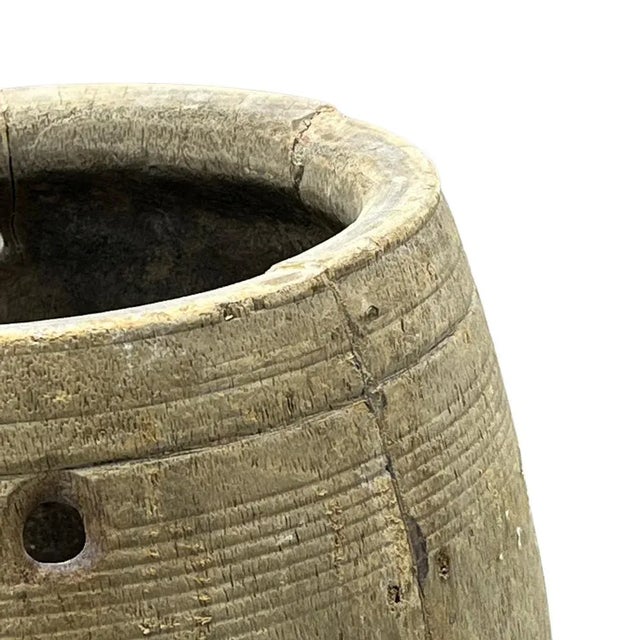 Vintage Indian Wood Vessel For Sale - Image 4 of 5