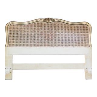 Vintage Henredon French Provincial Caned Headboard Full/Queen Bed For Sale