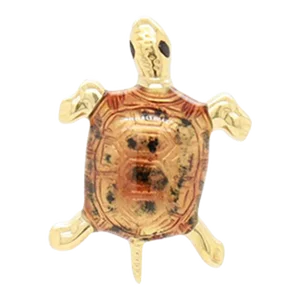 Vintage 14k Yellow Gold & Enamel Sea Turtle Stickpin