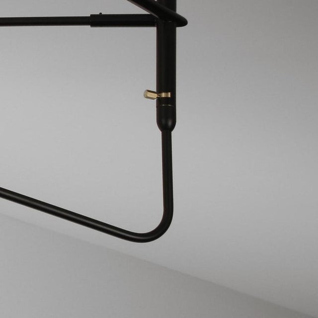 Black Suspension Two Fixed and One Rotating Curved Arm Lamp from Serge Mouille For Sale - Image 6 of 10