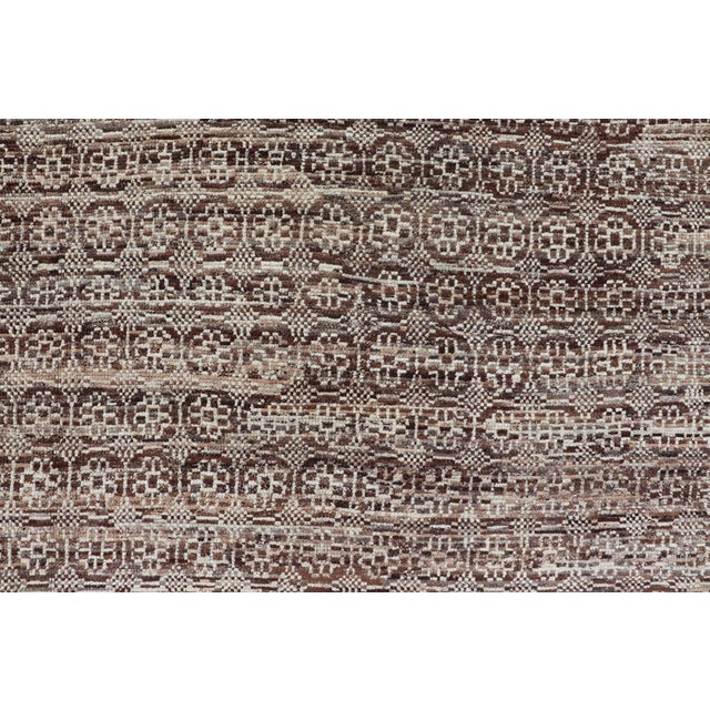 2020s Modern Hand-Knotted Khotan Rug in Wool With Geometric Design in Brown and Ivory 10'1 X 13'1 For Sale - Image 5 of 12