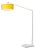 Stretch 87"h 1-Light Arc Lamp, Mustard Linen Shade, White Body, Dimmable, for Living Room or Bedroom For Sale