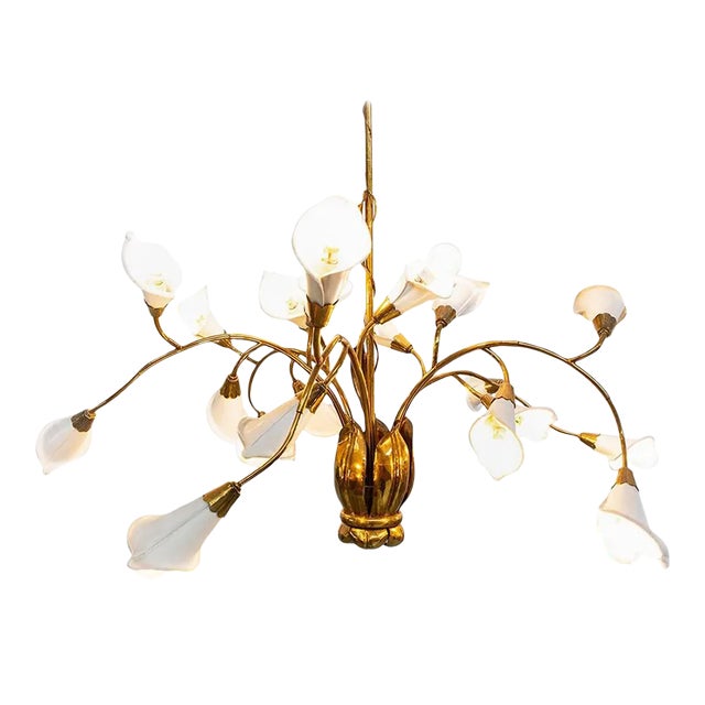 Mid-Century Modern Italian Brass and Metal Pendant Lamp by Angelo Lelii, 1950s For Sale