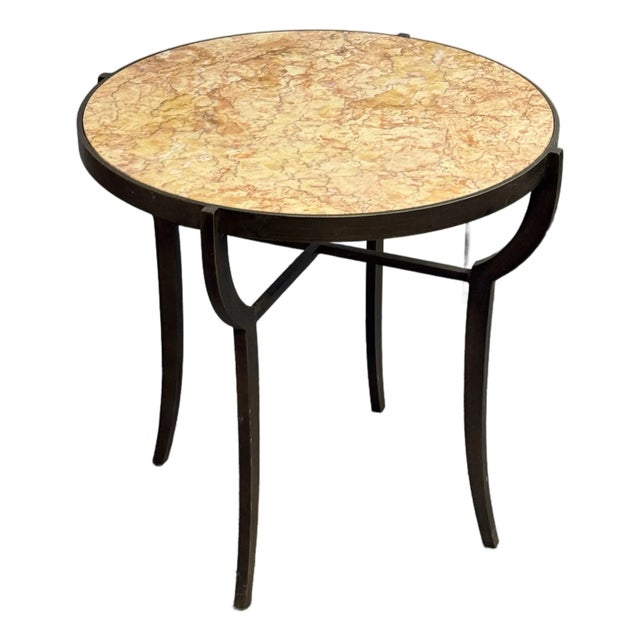 Bespoke Marble Top + Metal Side Table For Sale