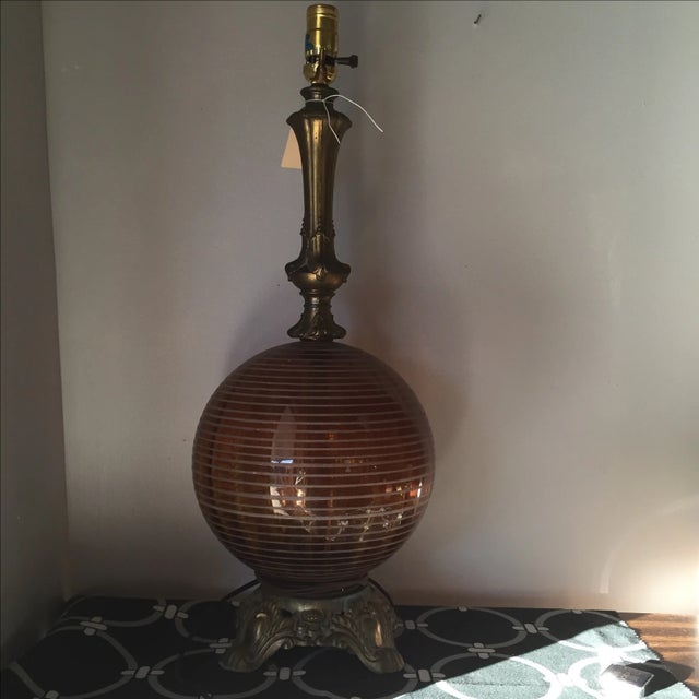 Gorgeous Amber striped glass lamp.