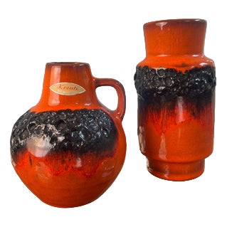 Vases in Fat Lava from Kreutz Keramik, Set of 2 For Sale